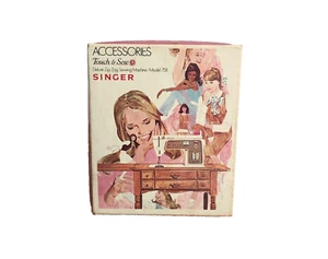 Singer Touch and Sew Accessories Model 758 Deluxe Zig Zag Sewing Machine Vintage - Picture 1 of 6