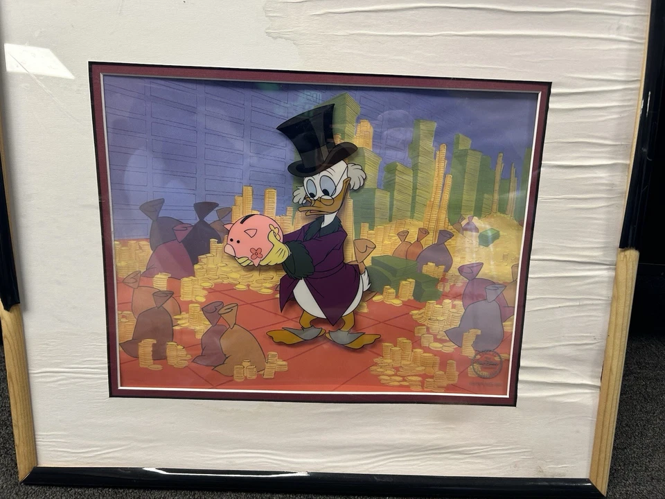 Scrooge Mcduck, 1997, seri-cel с сертификатом подлинности «Деньги в банке» с расписным фоном - Изображение 1 из 4