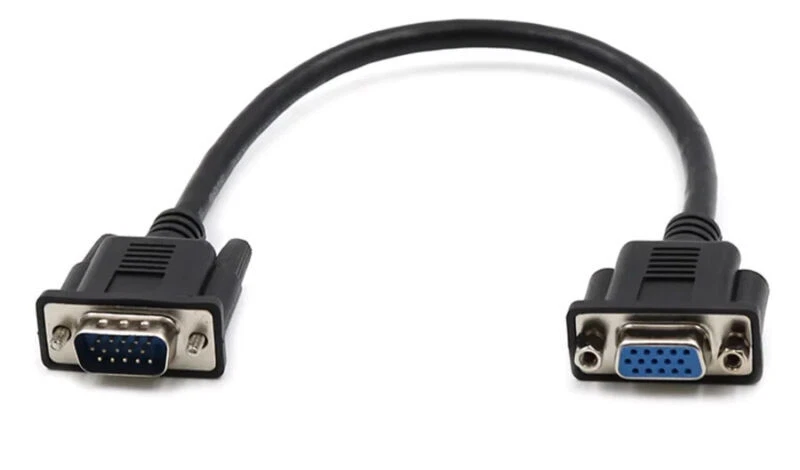 VGA 15Pin Monitor Video Cable For PC TV LCD LED, Male to Female - 0.3m - Image 1 of 2