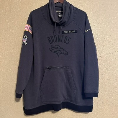 NFL Salute To Service Denver Broncos Capucha Cuello Suéter Gris Cremallera Bolsillo 2XL Foto 1 de 4
