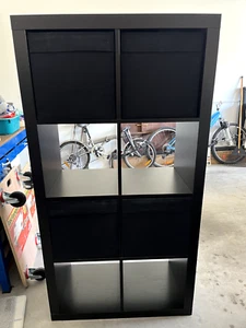 IKEA Cube storage/shelf. Black with 4 IKEA fabric cube pull out containers. - Picture 1 of 3