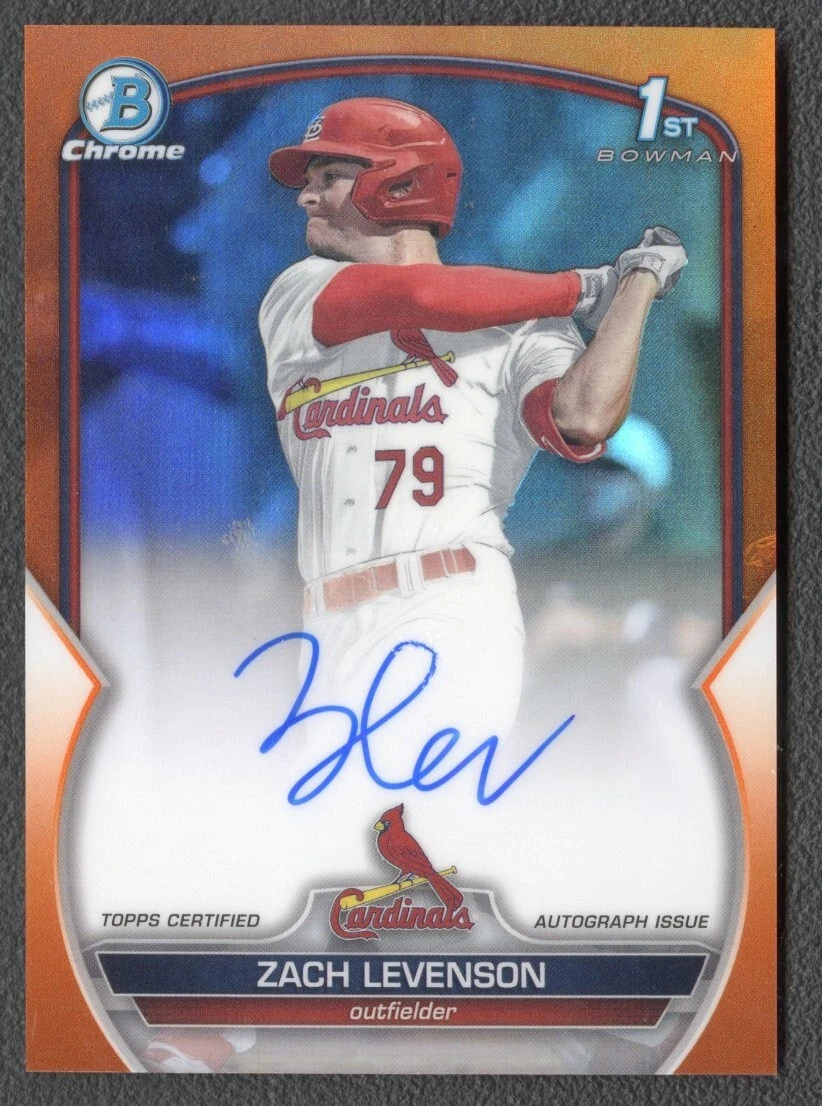 2023 Bowman Draft Zach Levenson Chrome Prospect Auto Orange Refractor /25 1st