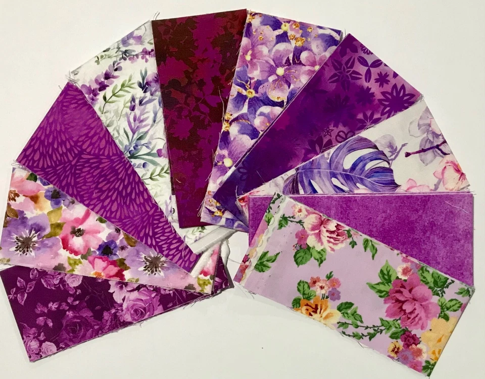 Purple Prints Jelly Roll Fabric Quilting Fabric 10 strips (2.5 x 44 inch)#97 - image 1 of 1