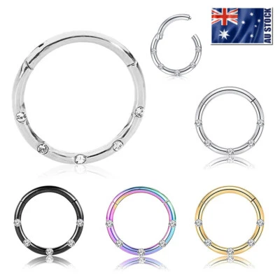 Piercing aro labial anillo nariz oreja clicker segmento bisagras acero quirúrgico 1 pieza Foto 1 de 4