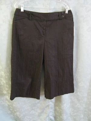 Pantalones capri/recortados de pierna ancha Nine & Co talla 10 nuevos con etiquetas Carnaby St. rayas texturizadas Foto 1 de 4