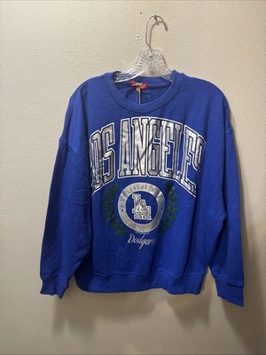 NEW Mitchell & Ness Women's Los Angeles Dodgers  MLB Logo LT Crewneck   Sz Med - Image 1 of 4