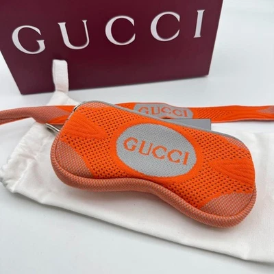 Genuino GUCCI Technical Tejido Gafas Estuche Naranja Gris Logo Caja Japón Foto 1 de 4