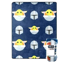 Star Wars: The Mandalorian Dark Hover Character Silky Soft Throw 40 x 50 - Picture 1 of 5