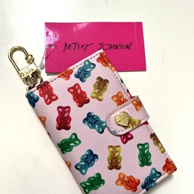 NWT BETSEY JOHNSON Tab Card Case Wallet Gummy Bears Candy Pink Keychain - Image 1 of 4