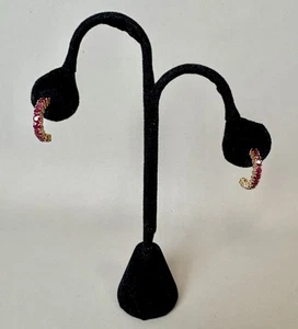 14K Yellow Gold Natural Ruby 0.75” Half Hoop Earrings 2.6g Gorgeous!  - Picture 1 of 8