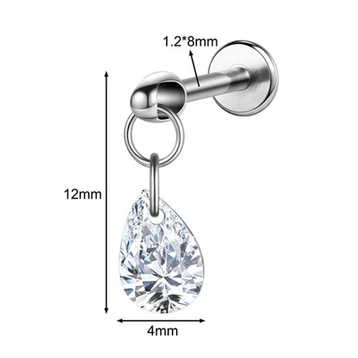16g G23 Titanium Steel Dangle Labret Lip Stud Tragus Helix Piercing Jewelry - Image 1 of 4