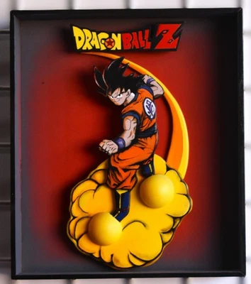 --- Dragonball Z Hecho a Mano 3D Madera Diorama Colgante Obra de Arte Foto 1 de 4