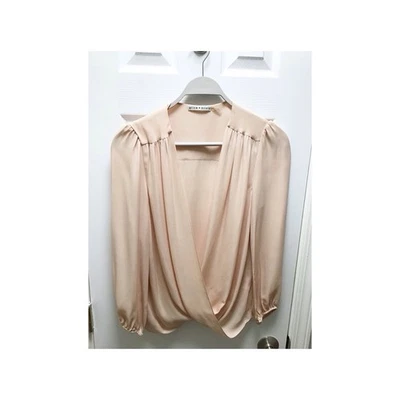 Blusa ALICE + OLIVIA 100% Seda Melocotón Cortina Talla Pequeña Manga Larga Foto 1 de 4