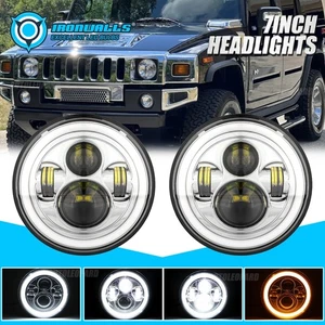2x 7"inch LED Headlight Hi/Lo Beam W DRL Turn Signal For Hummer H2 H3T 2006-2010 - Picture 1 of 12