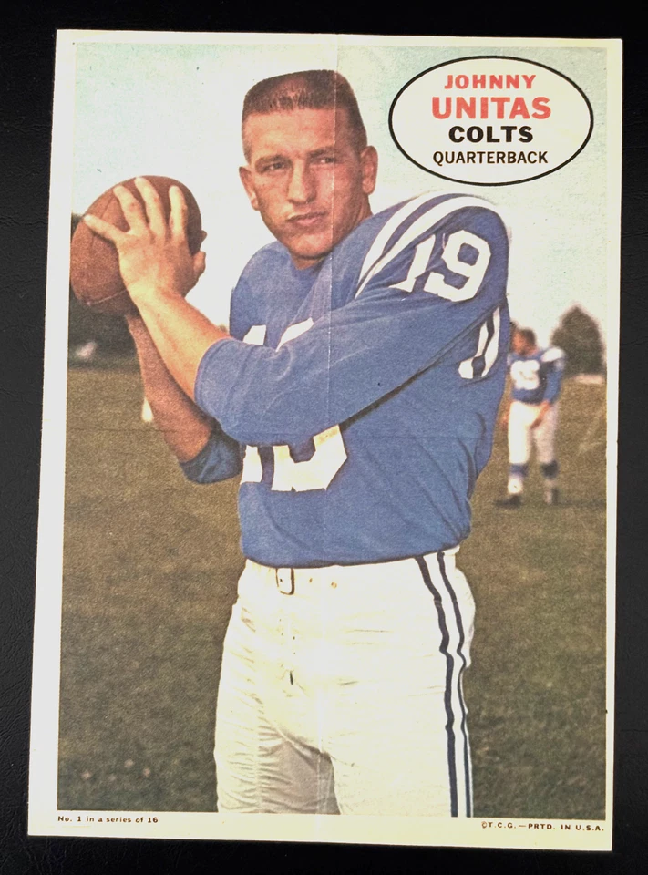 1968 Topps Pinup 5 X 7 Poster-Johnny Unitas - HOF Baltimore Colts - EXCELLENT + - Image 1 of 1