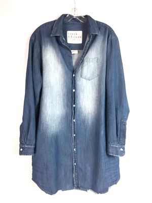 Frank and Eileen Womens Large Mary Denim Shirt Dress Distressed Vintage Wash - Image 1 of 4