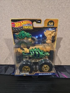 Hot Wheels Monster Trucks Skelesaurus CHASE 50 Anniversary Trophy Champions New - Picture 1 of 2