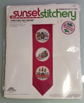 Kit de punta de aguja Sunset Designs “Christmas Mice Banner” ~ Nuevo en paquete 2050 Foto 1 de 4