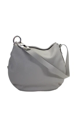 Bolso de hombro hobo de cuero gris claro con cremallera Burberry para mujer Foto 1 de 4