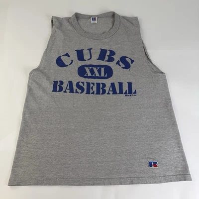 Vintage 90s MLB Chicago Cubs Shirt L RUSSELL TANK TOP SPELLOUT LOGO 1997 usa - Image 1 of 4