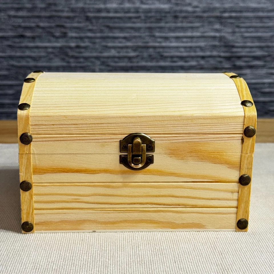 Caja artesanal decoupage de madera sin terminar con cierre, caja de baratija de almacenamiento de joyas Foto 1 de 4