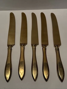 Vintage Dirigold Dirilyte Goldbesteck Besteck Tafelmesser 5 Stück (A) - Bild 1 von 10