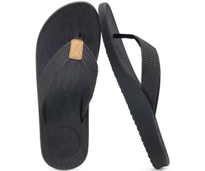 Mens Flip Flops Arch Support Comfortable Waterproof Open Toe Summer Beach Lea... - Picture 1 of 8