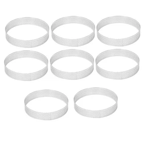 8 Piezas 10 cm Anillos Circulares para Tartas Pizza Postre DIY Acero Inoxidable Perforado2931 - Imagen 1 de 10