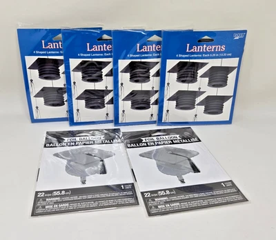 ¡NUEVO! *LOTE DE 6* Fiesta de Graduación - Linternas Grad Cap y Globos Mylar, ¡18 PC! Foto 1 de 4