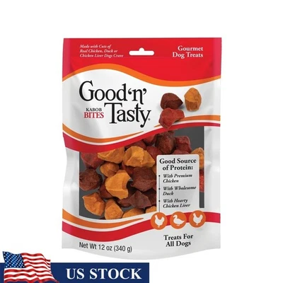 Tasty Kabob Bites Dog Treats Chews Chicken Duck Liver Variety Pack 12oz New - Image 1 of 4