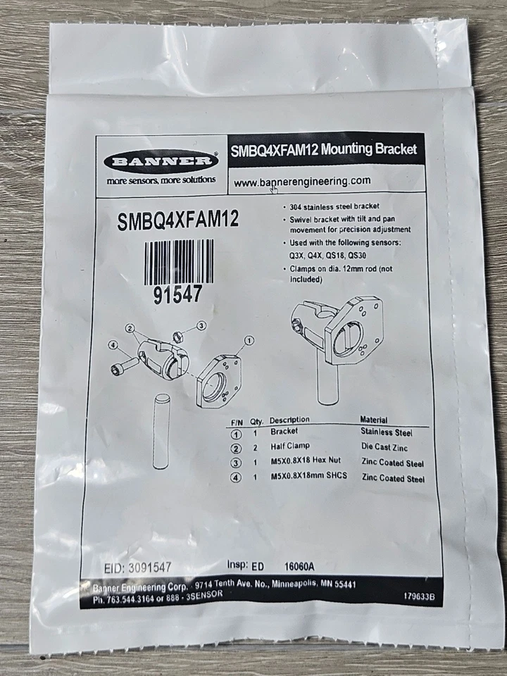 BANNER ENGINEERING SMBQ4XFAM12 / SMBQ4XFAM12 (NEW IN BOX) - Image 1 of 4