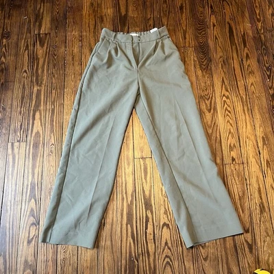 Pantalones de vestir plisados Abercrombie Fitch para mujer 4R 27 verde oliva Sloane pierna ancha Foto 1 de 4