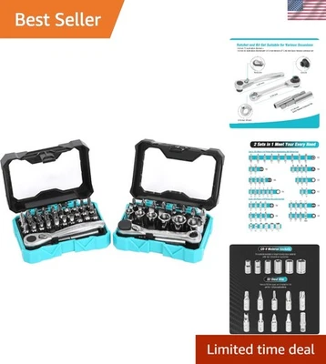 Compact 1/4" Mini Ratchet Wrench Set with 72 Tooth Mechanism — Space-Saving Tool - Image 1 of 4