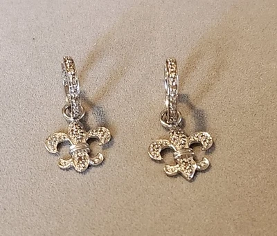 Pendientes flor de lis oro blanco 14k ross simons Foto 1 de 4