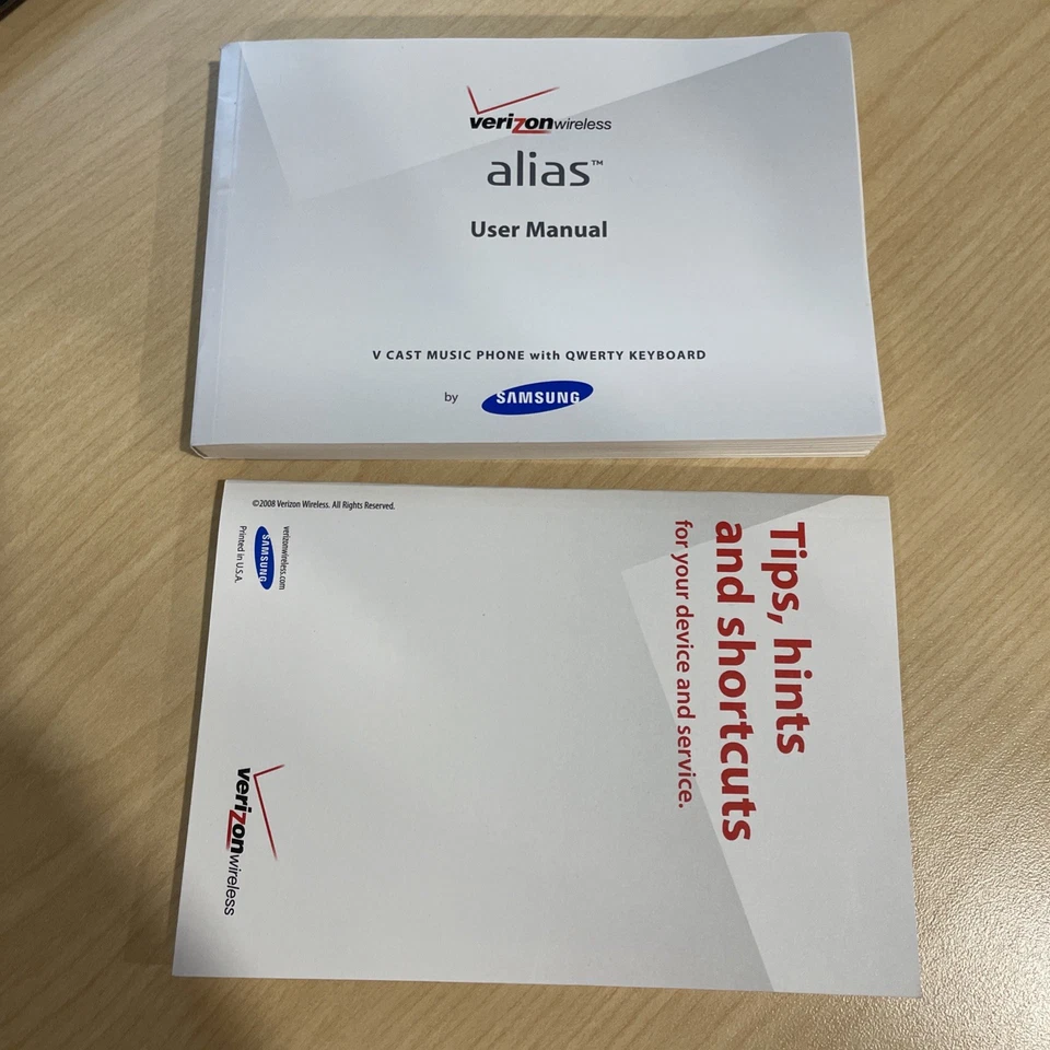 User Manual for Verizon Samsung Alias and Tips, Hints and Shortcuts Booklet - Image 1 of 4