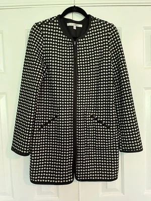 Chaqueta Max Studio Work Negra Tejida Corazón Cremallera Imitación Cuero Mujer’s Mediana Foto 1 de 4