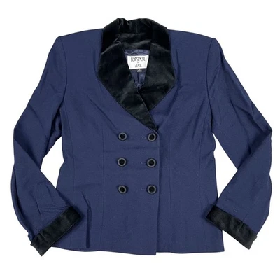 Kasper para A.S.L. Blazer Mujer 100% Lana Doble Pecho Azul Carrera Talla 8 Foto 1 de 4