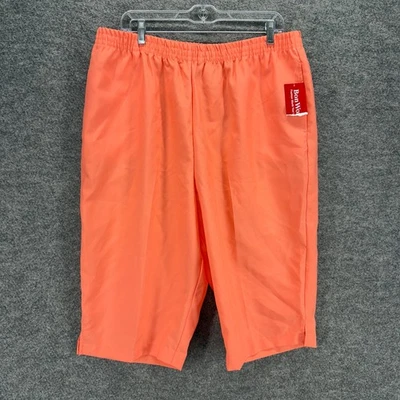Nuevo BonWorth Pantalones Cortos Mujer PXL Petite Naranja Tiro Alto Plisado Bermudas Pull On Foto 1 de 4
