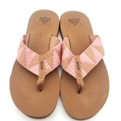 REEF Spring Woven Women's 10 Thong Foam Flip Flops Sandals Pink Geometric - Image 1 of 4