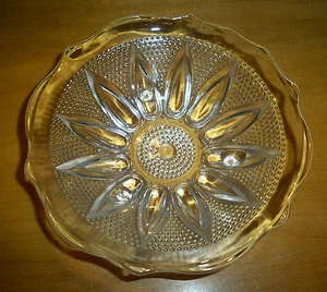 Clear Glass Hobnail Footed Candy Trinket Dish Tear Drop Scalloped Ruffled EAPG - Picture 1 of 5