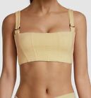 $95 Revel Rey Women's Yellow Hunter Buckle-Strap Bikini Top Swimwear Size Small