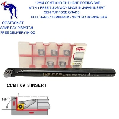 Q-TECH Boring Bar 12 mm Right hand CCMT 09 with free 1 Tungaloy Japanese insert