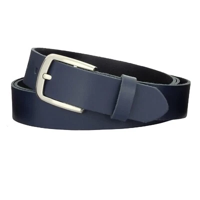 MANZA Gürtel Blau Ledergürtel 100% Leder Herren Damen 3cm breit Rindleder kürzbar Neu