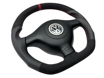 PASSAT 3B Vw GOLF 4 BORA Lenkrad Lederlenkrad Alcantara Abgeflacht mit Airbag - Bild 1 von 4
