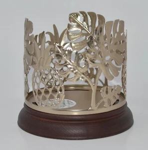 NEW BATH & BODY WORKS PINEAPPLE LEAF GOLD WOOD LARGE 3 WICK CANDLE HOLDER SLEEVE - Picture 1 of 4