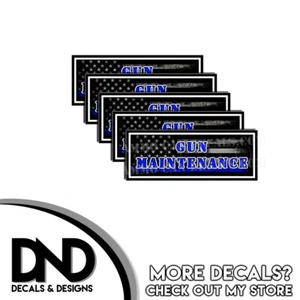 Gun Maintenance Ammo Can Decal Gun Label Box Sticker Blue Line Flag - 5 Pack - Picture 1 of 2