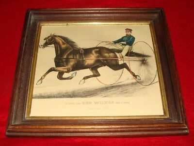 Repro vintage enmarcado de arnés antiguo/impresión de carreras de caballos rojo Wilkes Trotter Foto 1 de 4