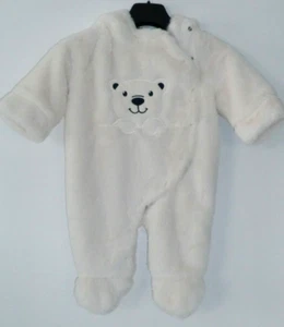 Baby Wagenanzug Winteroverall naturweiß Jumpsuit mit Kapuze Bär Gr. 74, neu - Bild 1 von 6