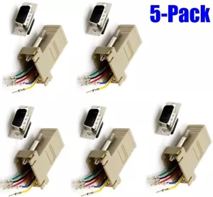 5 Pack DB9 Male to RJ12/RJ11 Female Modular 6P6C Adapter Converter Phone - Picture 1 of 3