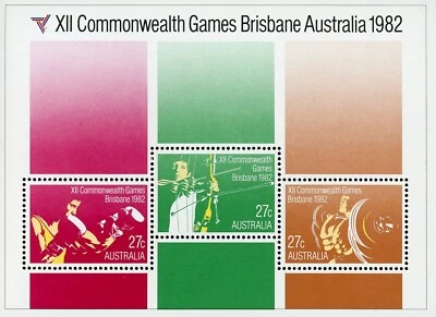 Hoja de recuerdo de los Juegos de la Commonwealth Australia 844a 1982 Foto 1 de 2